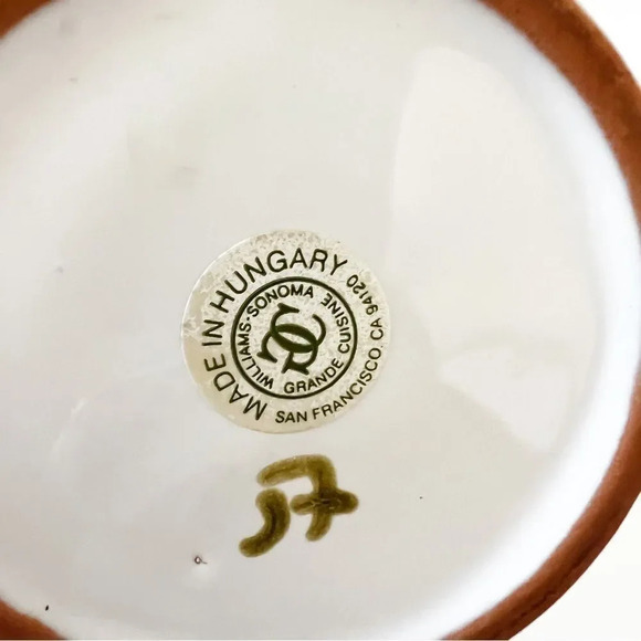 Williams Sonoma Grande Cuisine Blue Floral Pitcher Hungary Hand Painted Bent Lip - Picture 9 of 10